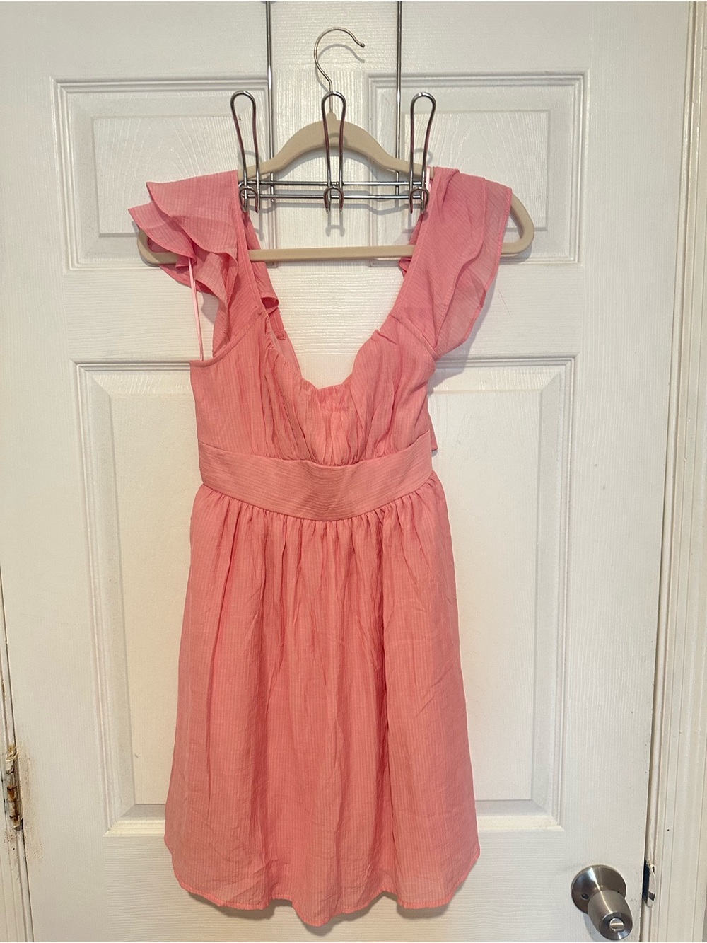Blu Pepper Coral Pink Ruffle Strap Casual Dress